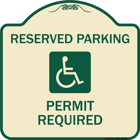 Signmission Reserved Parking Permit Required W/ Graphic Heavy-Gauge Aluminum Sign, 18" x 18", TG-1818-23059 A-DES-TG-1818-23059